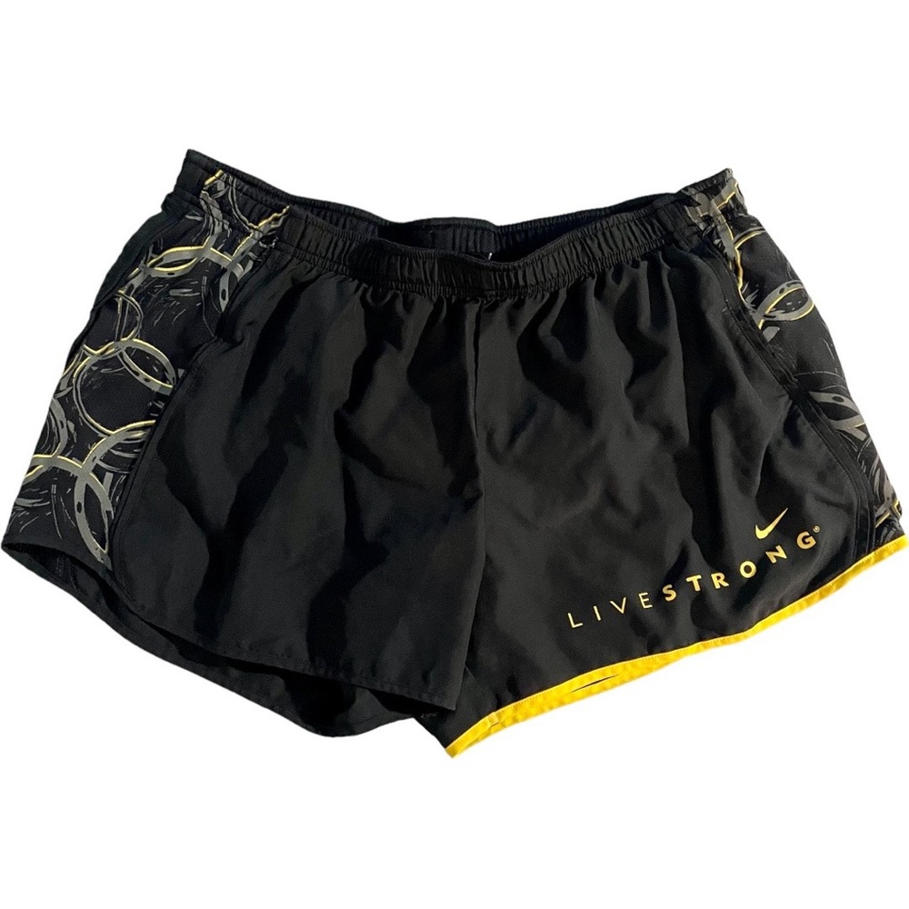 LIVESTRONG Nike Running Shorts Athletic Black Yellow Dri-Fit L